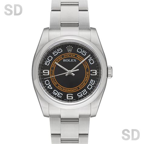 USED ROLEX Oyster Perpetual 116000 Black Concentric Orange 